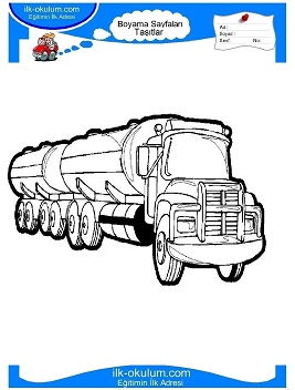 Çocuklar İçin Tanker Boyama Sayfaları 